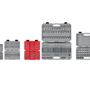1/4, 3/8, 1/2 Inch Drive Hex, Ball End Hex, Torx, TR Torx, Phillips, Slotted, Square, Triple Square, TR Triple Square Bit Socket Set with Cases (248-Piece)